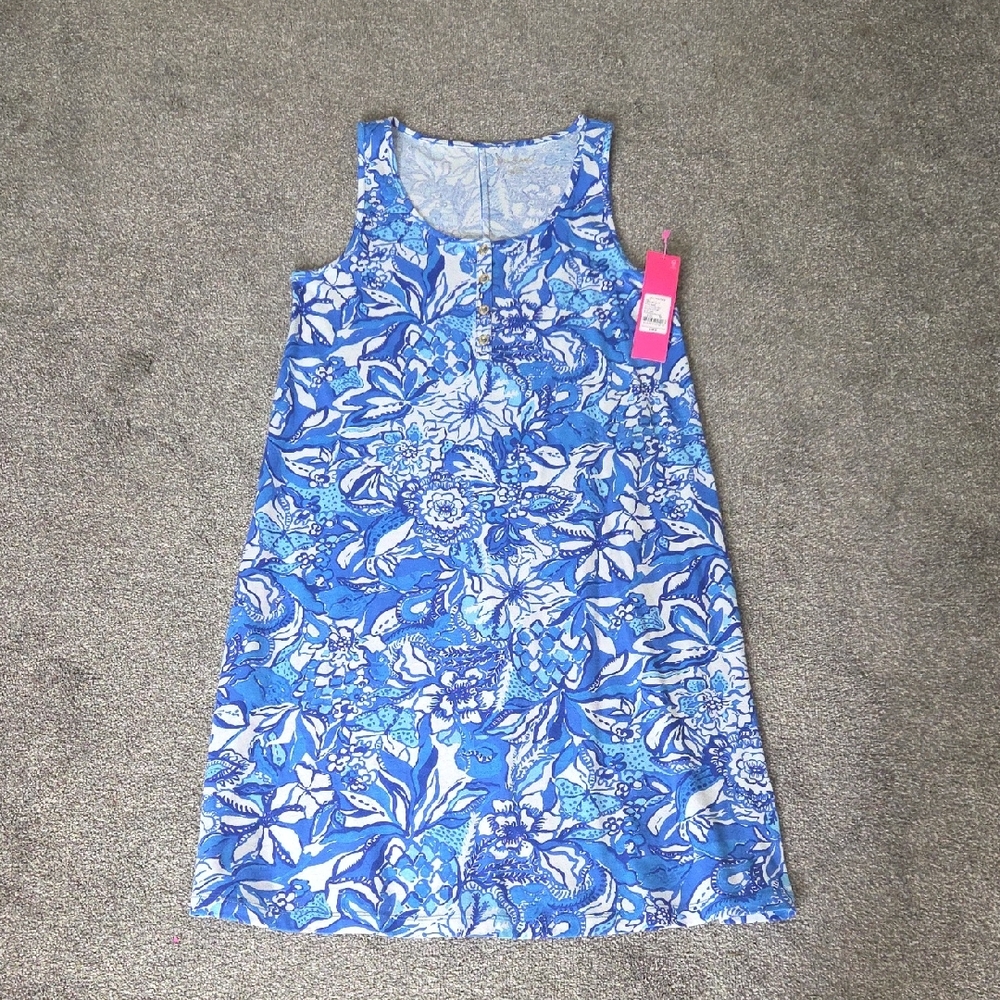 Lilly Pulitzer Blue and White Floral Midi Dress